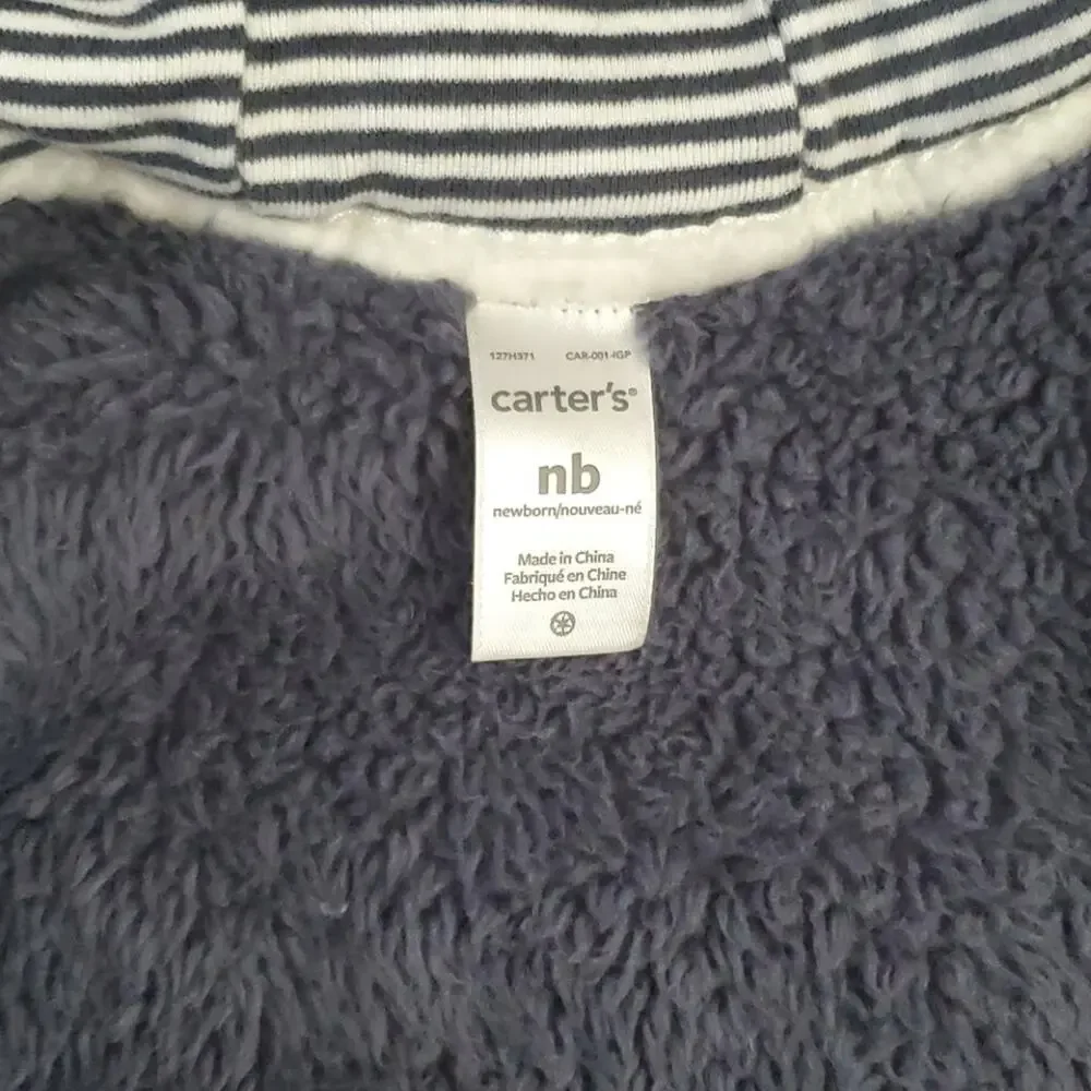 Carter's Fuzzy One Piece Zip-up, Newborn